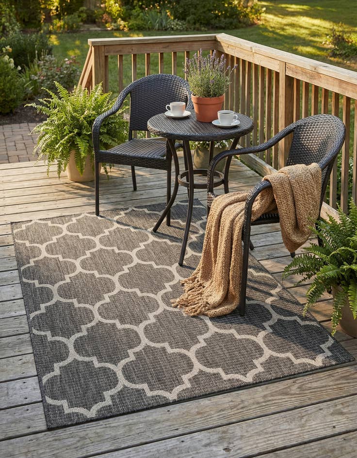 Detail image of 4' x 6' Easy-Clean Trellis Indoor / Outdoor Rug