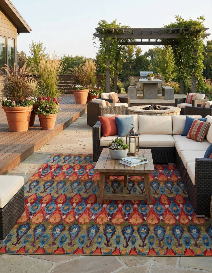 Detail image of 10' x 14'  Washable Modern Indoor / Outdoor Rug