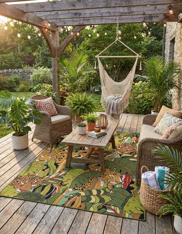 5' x 7' Easy-Clean Botanical Indoor / Outdoor Rug