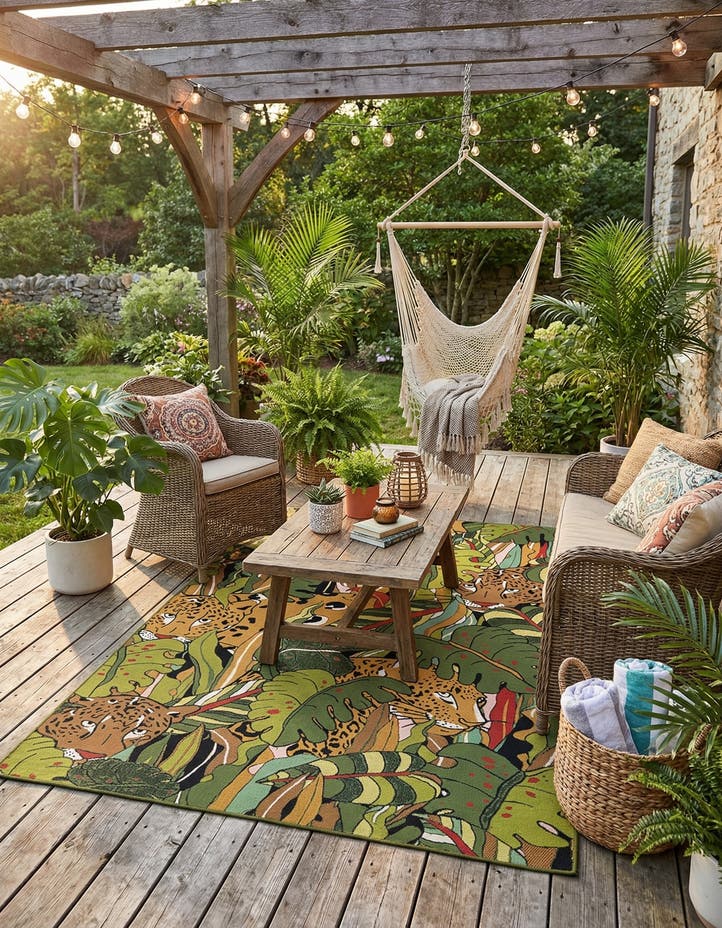 5' x 7' Easy-Clean Botanical Indoor / Outd...