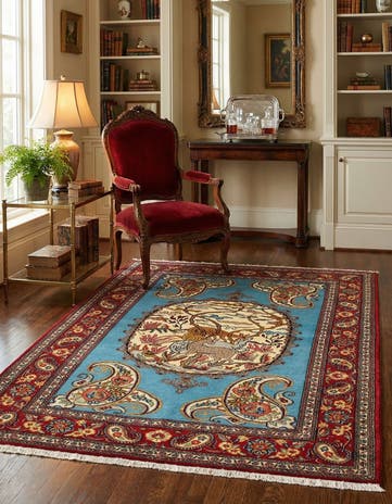 3' 6 x 5' 4 Hand Knotted Qom Persian Rug