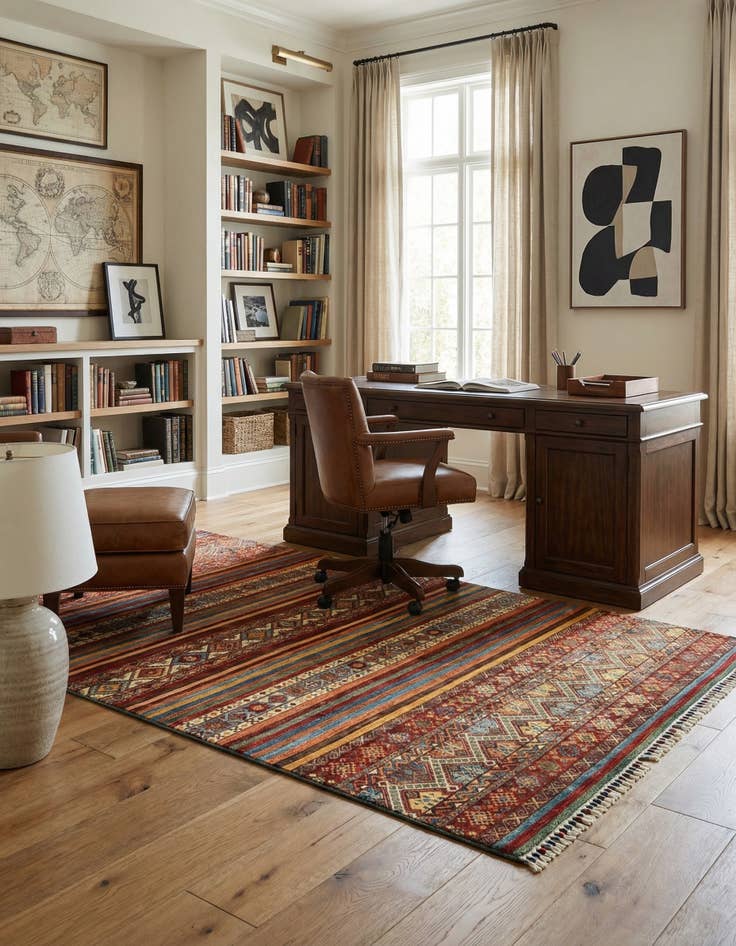 Detail image of 5' 7 x 8' Torkman Wool Rug