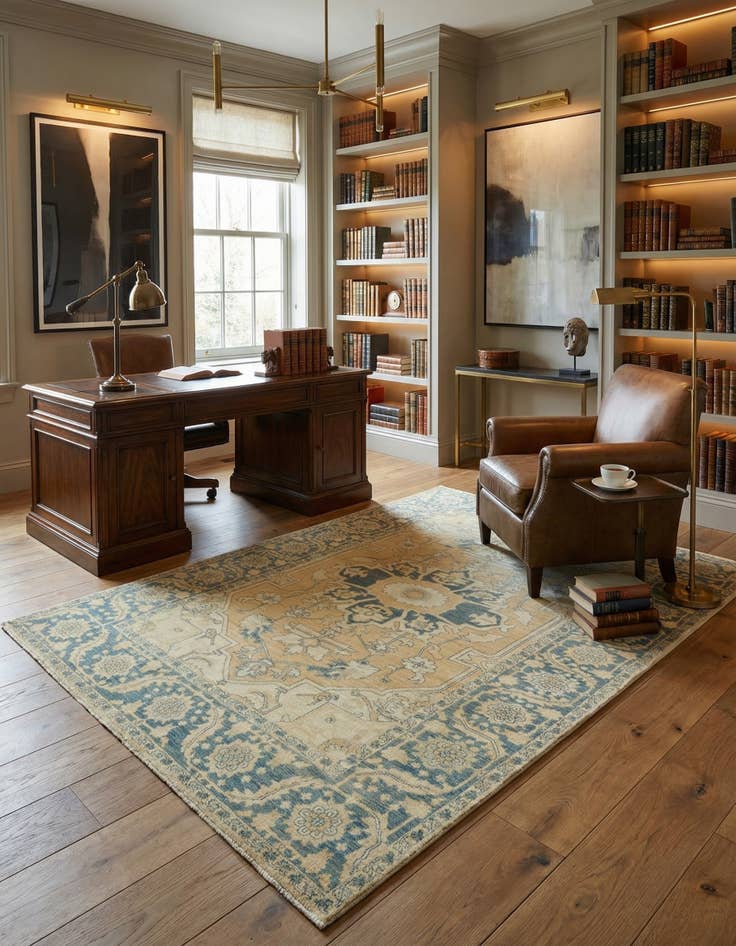 Detail image of 7' 2 x 10' 3  Hand Knotted Peshawar Ziegler Wool Rug