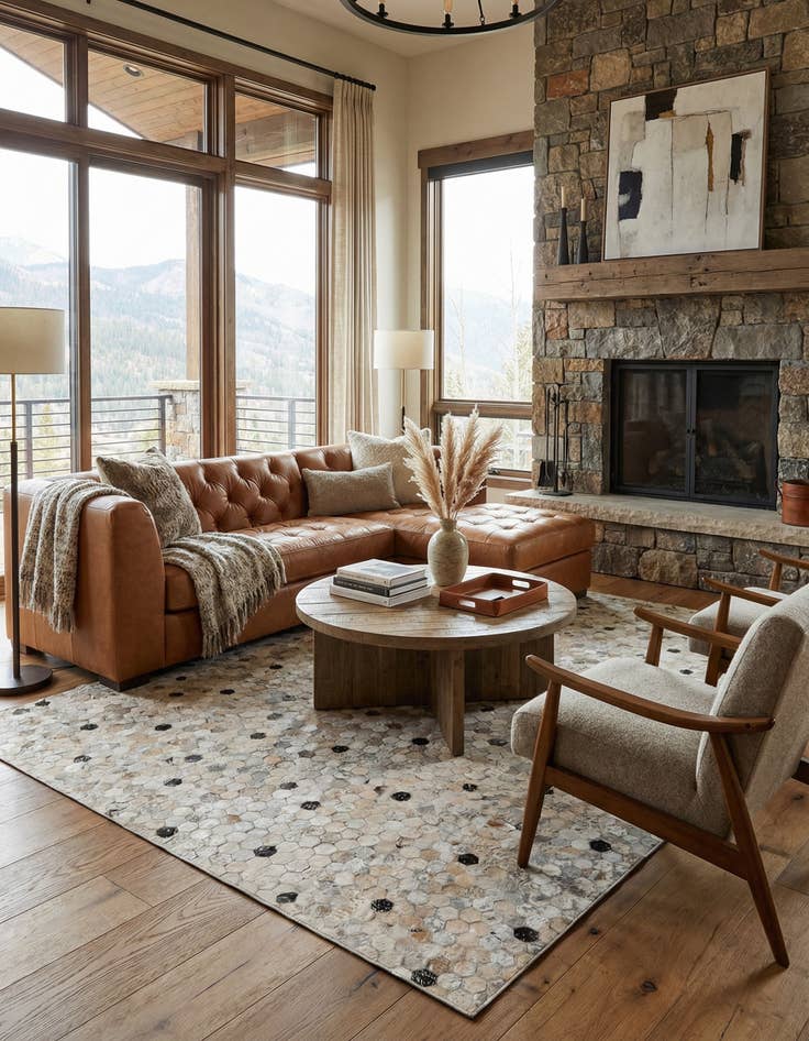 Detail image of 5' 5 x 7' 9 Cowhide Stocks Rug