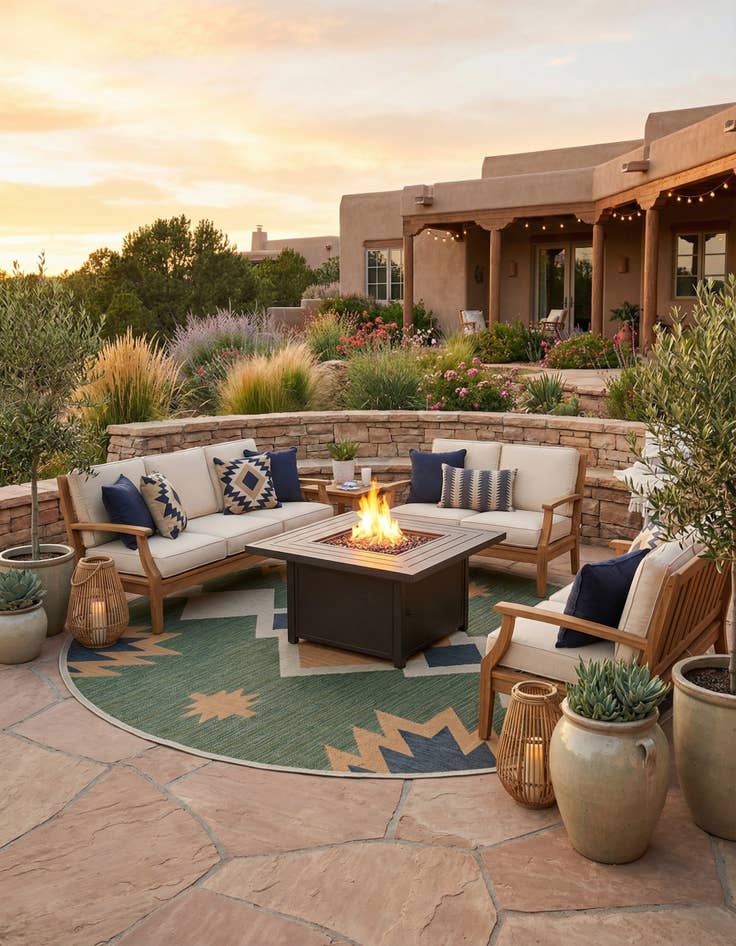 Detail image of 12' x 12'  Washable Baja Indoor / Outdoor Round Rug