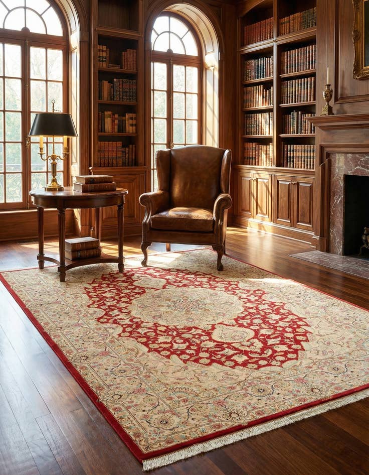 Detail image of 4' 4 x 6' 4 Ghom Silk Rug