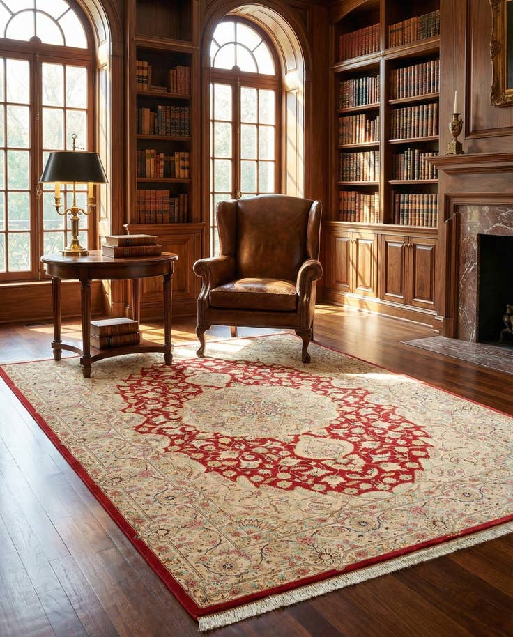 Detail image of 4' 4 x 6' 4 Ghom Silk Rug