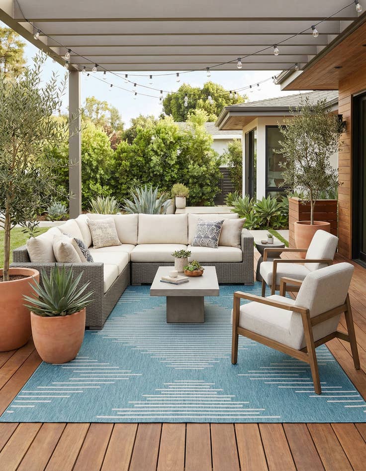 Detail image of 10' x 13' Easy-Clean Modern Indoor / Outdoor Rug