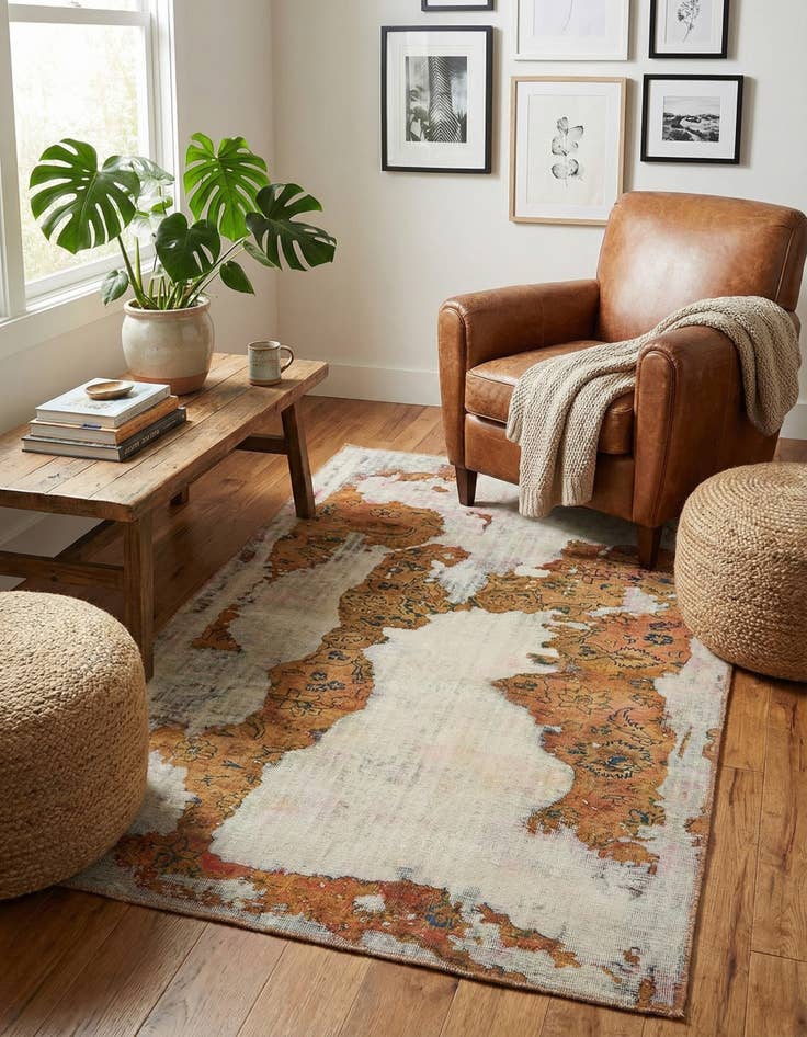 Detail image of 4' 2 x 7' 2 Hand Knotted Ultra Vintage Persian Wool Rug