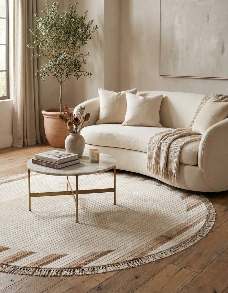 Detail image of 6' 6 x 6' 6 Hand Knotted Darya Wool Round Rug