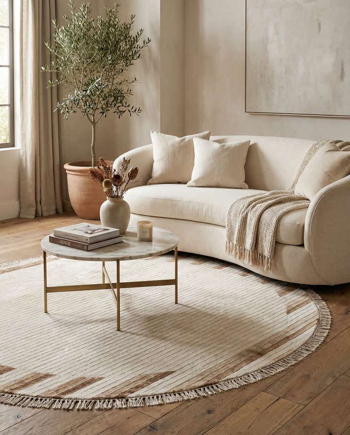 6' 6 x 6' 6 Hand Knotted Darya Wool Round Rug
