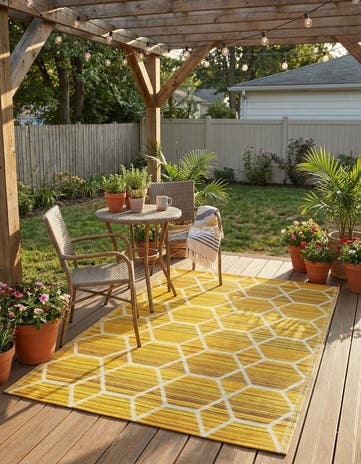 Yellow Easy-Clean Vista Breeze Indoor / Outdoor Rug