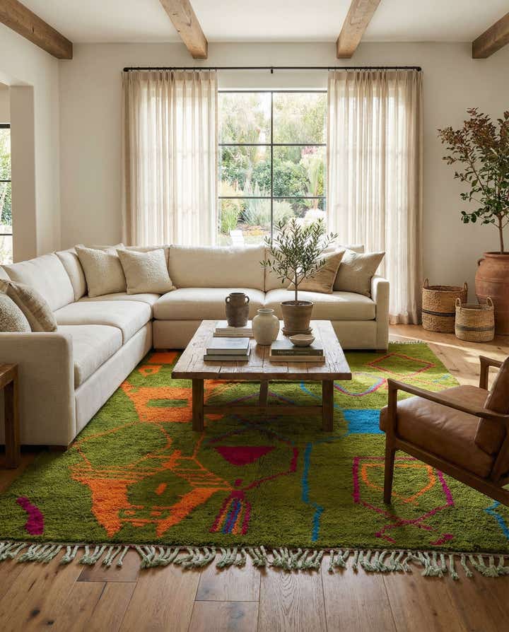 6' 10 x 9' 4 Hand Knotted Moroccan Wool Rug