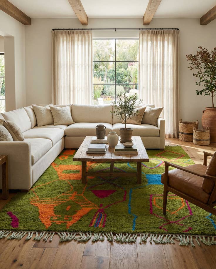 Detail image of 6' 10 x 9' 4 Hand Knotted Moroccan Wool Rug