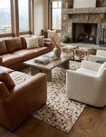 7' 10 x 9' 10 Cowhide Leather Rug
