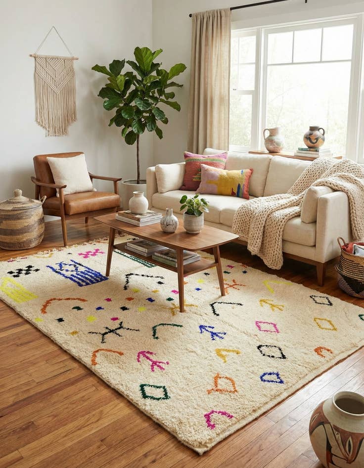 Detail image of 5' 4 x 7' 9  Hand Knotted Moroccan Wool Rug