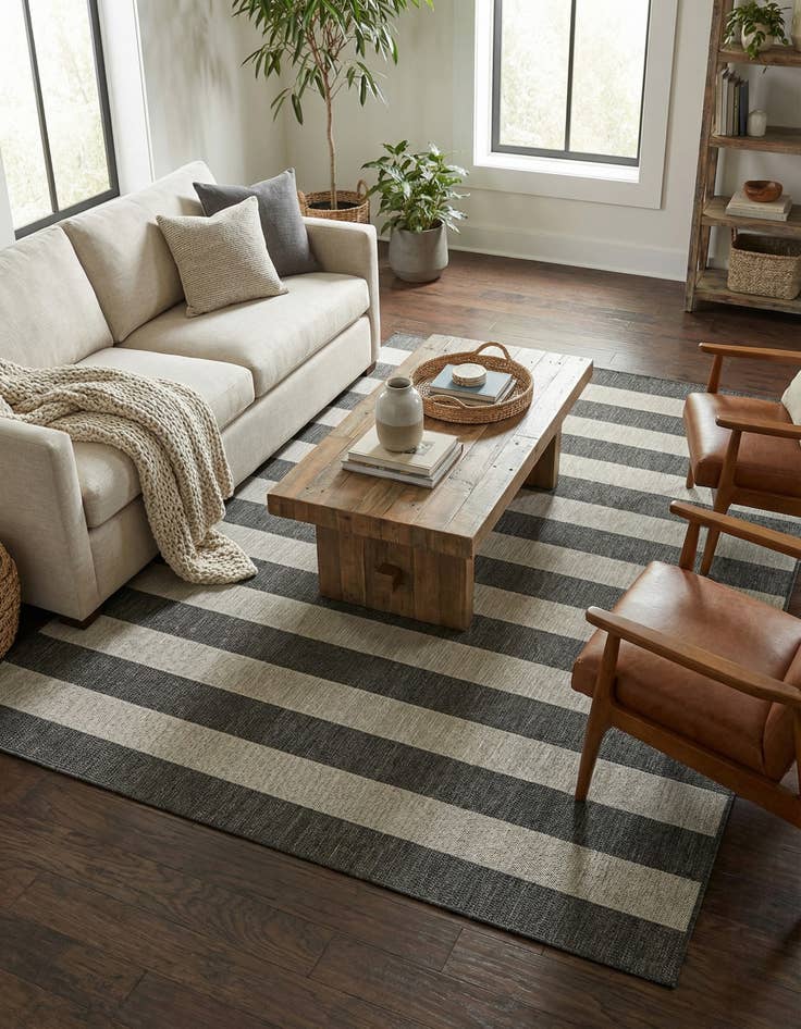 Detail image of 7' 10 x 11'  Washable Striped Indoor / Outdoor Rug