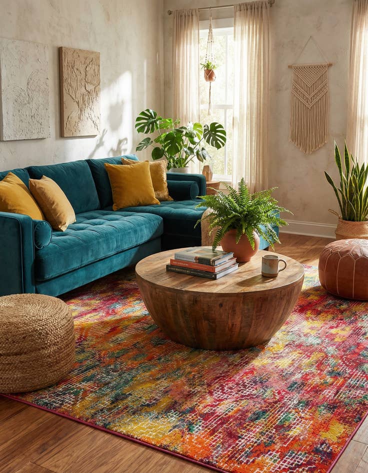 Detail image of 9' 10 x 9' 10  Washable Vivid Square Rug