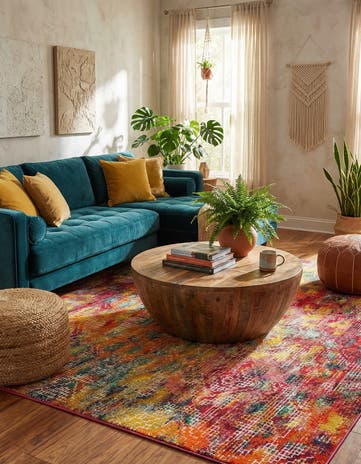 Washable Vivid Square Rug