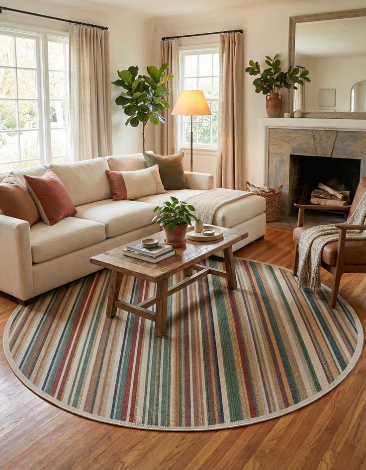 Detail image of 12' x 12'  Washable Baja Indoor / Outdoor Round Rug