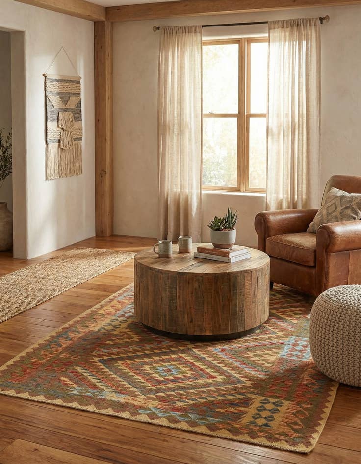 Detail image of 4' x 6' 7  Hand Woven Kilim Maymana Wool Rug