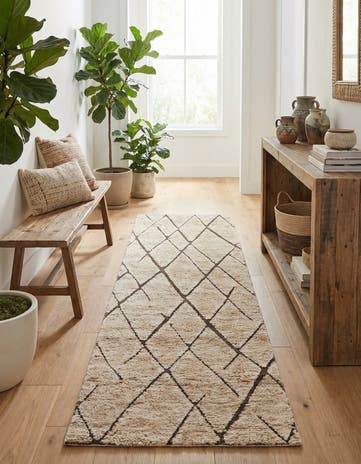 Camel Brown Atlas Moroccan Wool Runner Rug