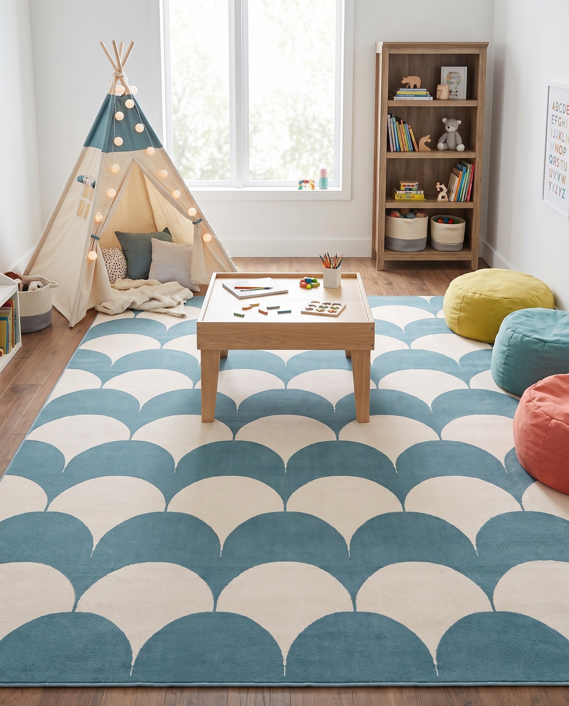 Sky blue Whimsy Kids Square Rug