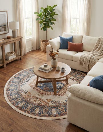 Cream Eden Round Rug
