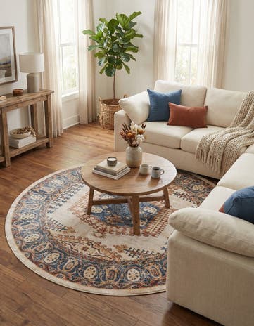 Cream Eden Round Rug