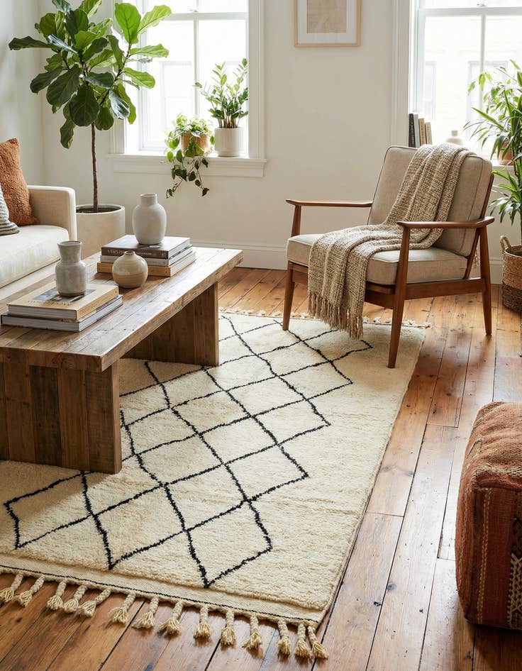 Detail image of 4' 11 x 8' 4  Hand Knotted Moroccan Wool Rug