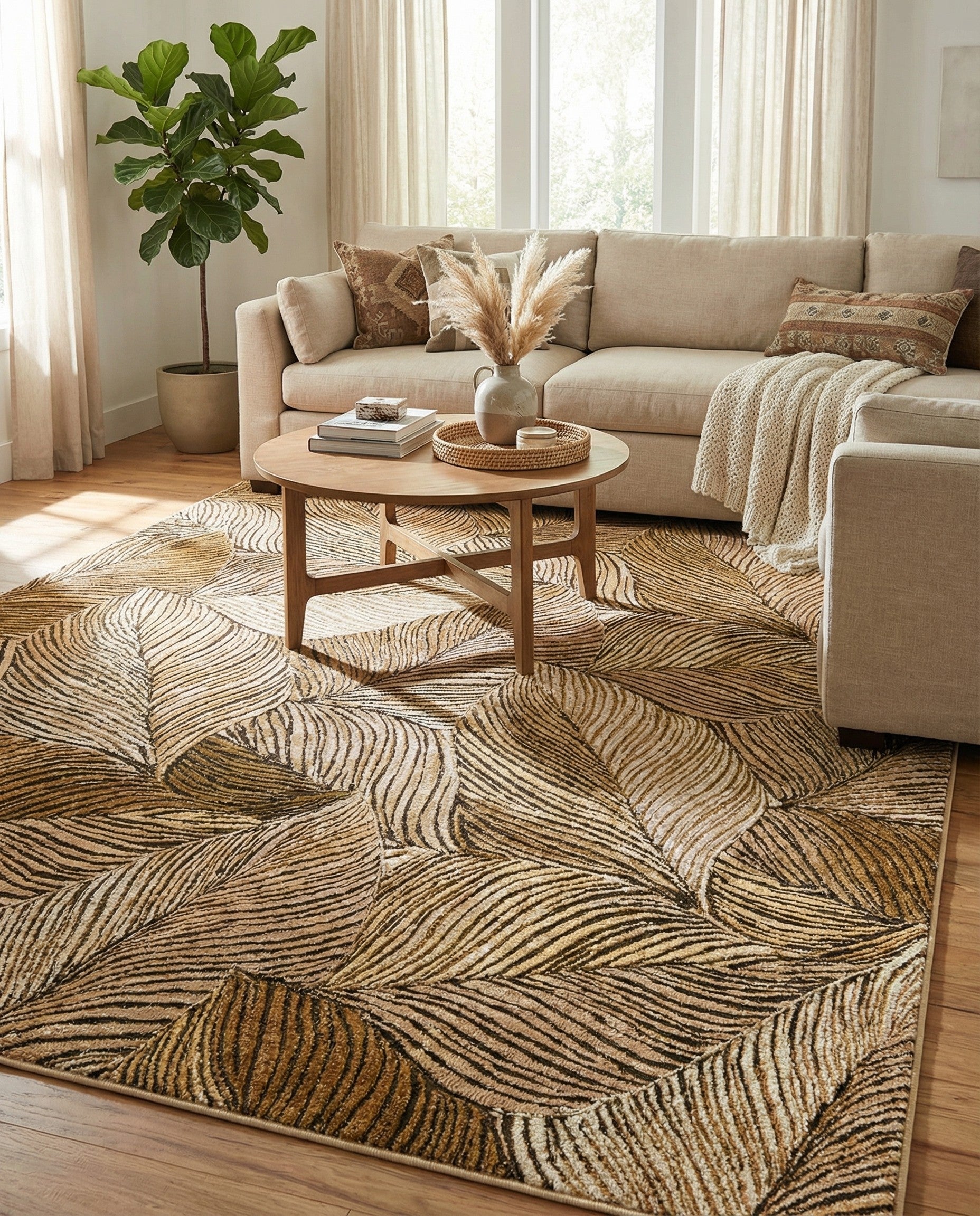6' x 9' Easy-Clean Botanical Indoor / Outdoor Rug
