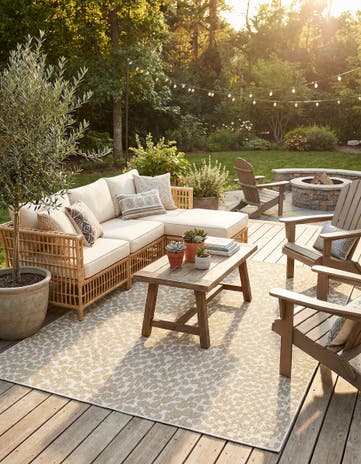 Beige Easy-Clean Safari Indoor / Outdoor Rug