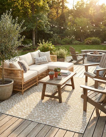 Beige Easy-Clean Safari Indoor / Outdoor Rug