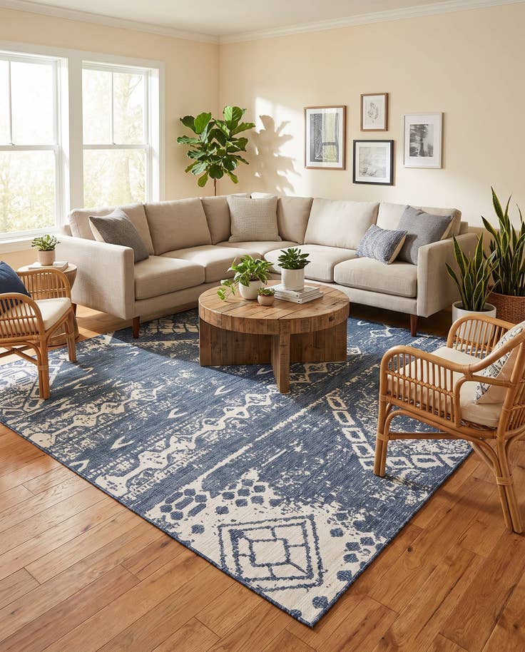 Detail image of 10' x 10' Easy-Clean Bohemian Indoor / Outdoor Square Rug