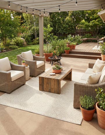 Beige Easy-Clean Sabrina Soto Indoor / Outdoor Rug