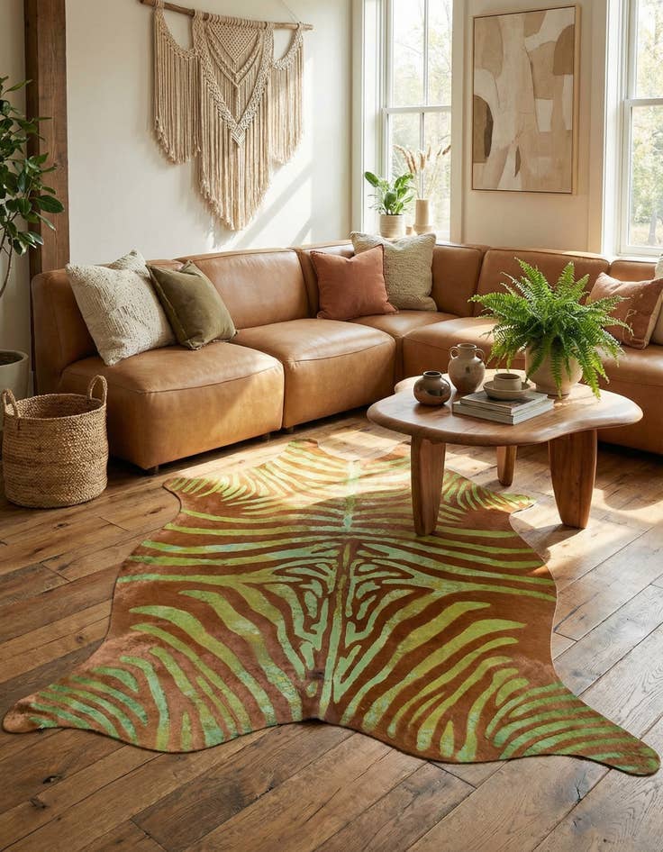 Detail image of 6' 8 x 7' 6 Cowhide Leather Square Rug