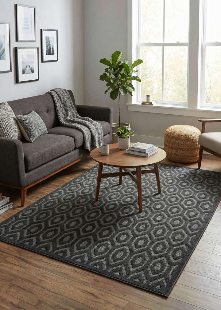 7' 10 x 10' Easy-Clean Trellis Textured Indoor / Outdoor Rug