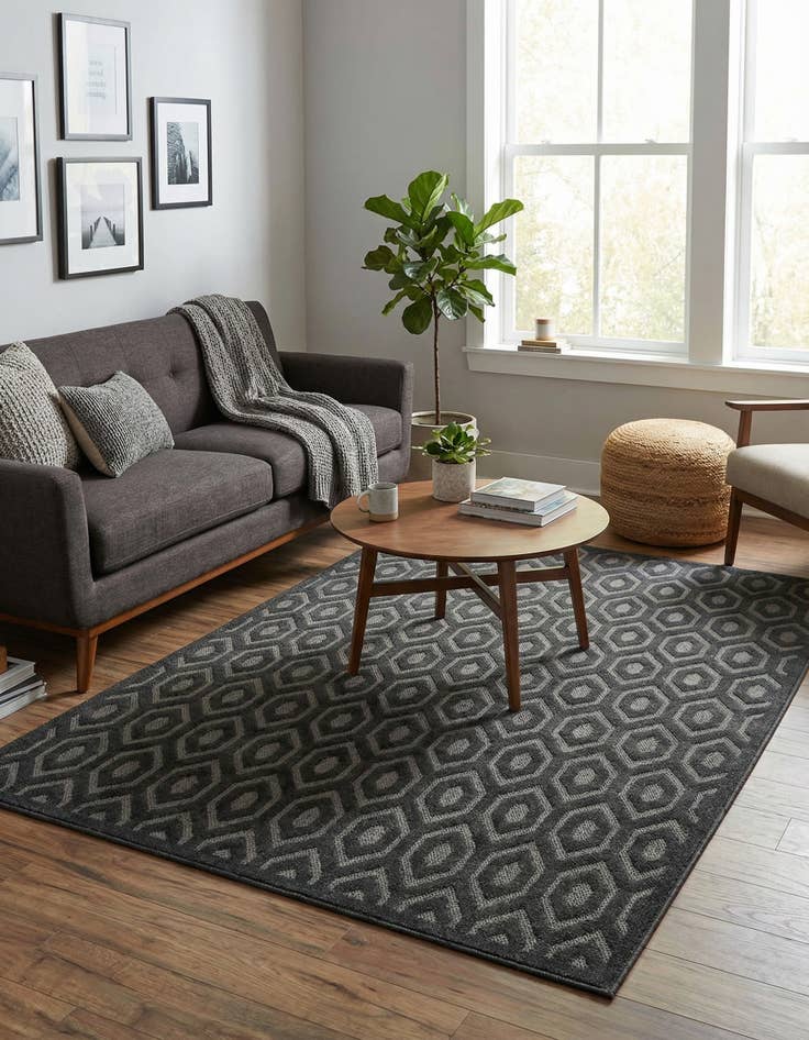 Detail image of 7' 10 x 10'  Washable Trellis Textured Indoor / Outdoor Rug