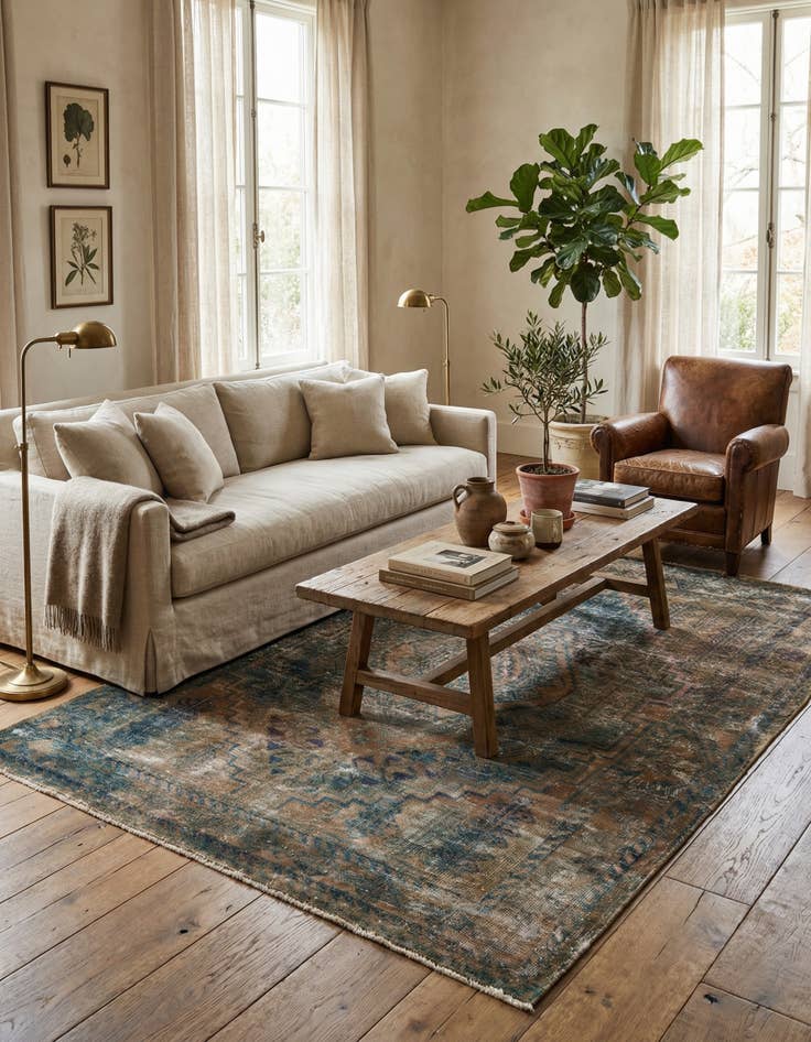 Detail image of 5' 1 x 6' 6  Hand Knotted Ultra Vintage Persian Wool Rug