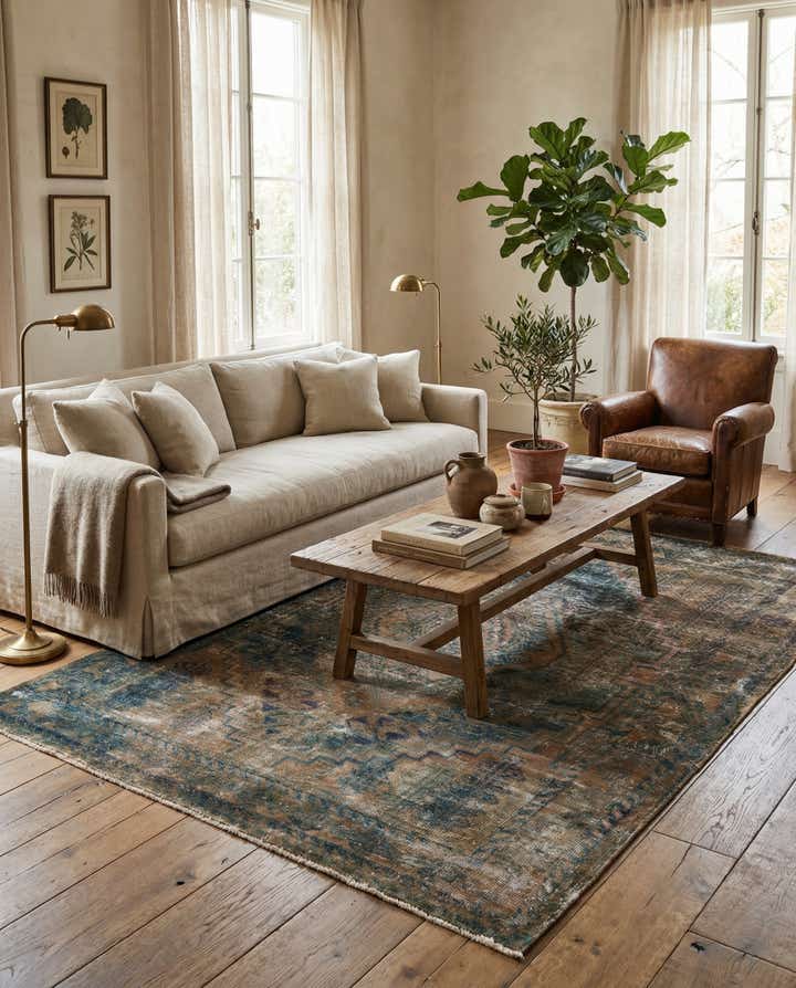 5' 1 x 6' 6 Hand Knotted Ultra Vintage Persian Wool Rug