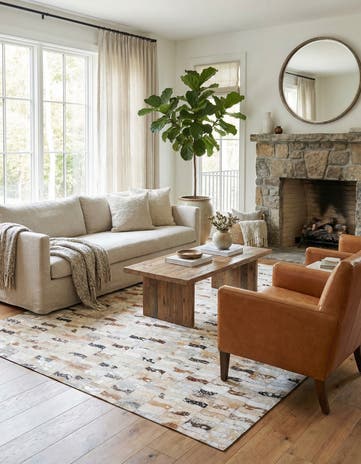 5' x 7' 10 Cowhide Leather Rug