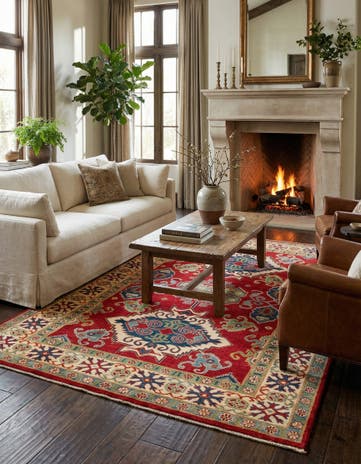 6' 6 x 9' 7 Hand Knotted Kazak Rug
