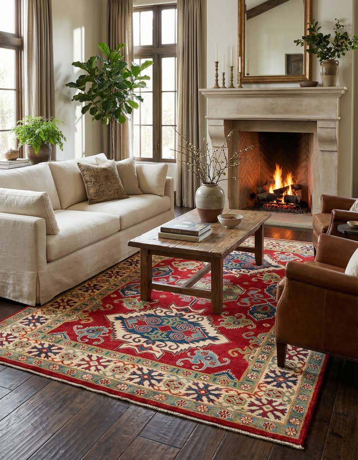 Detail image of 6' 6 x 9' 7  Hand Knotted Kazak Rug