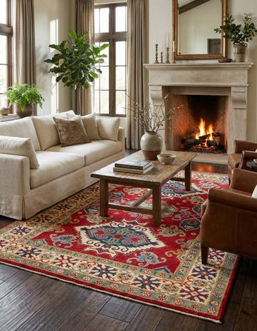 6' 6 x 9' 7 Hand Knotted Kazak Rug