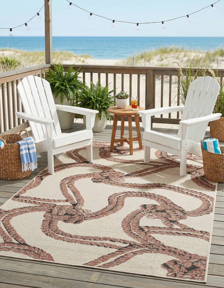 Detail image of 5' x 8'  Washable Coastal Indoor / Outdoor Rug