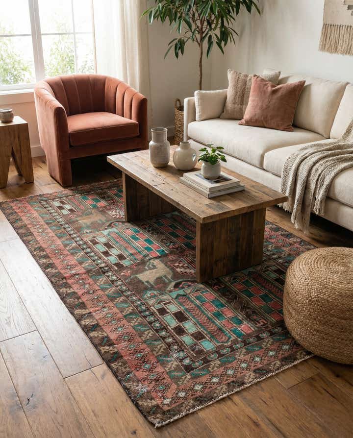 3' 9 x 6' 4 Hand Knotted Ultra Vintage Persian Wool Rug