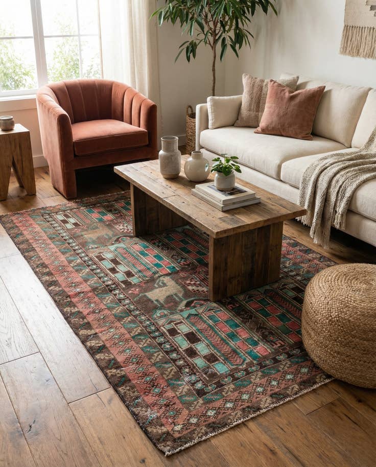 Detail image of 3' 9 x 6' 4 Hand Knotted Ultra Vintage Persian Wool Rug