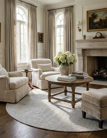 6' 11 x 6' 11 Hand Woven Jill Zarin English Manor Farmhouse Wool Round Rug