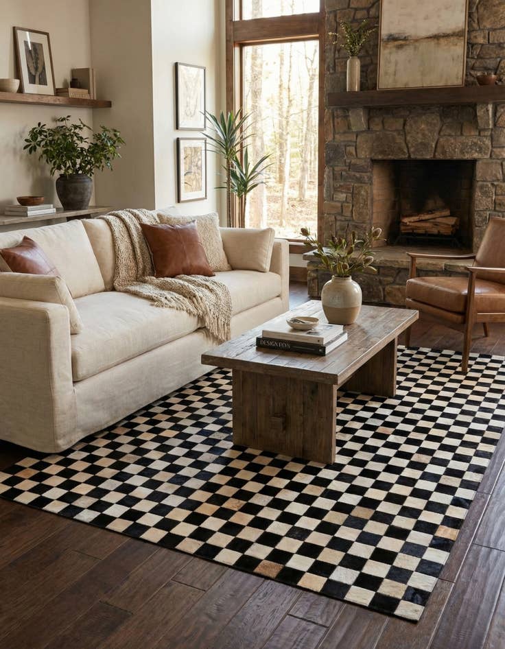 Detail image of 5' 8 x 7' 10 Cowhide Stocks Rug