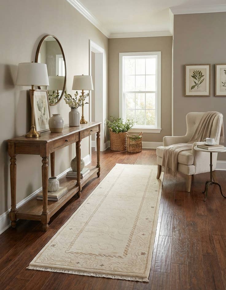 Detail image of 2' 8 x 10'  Hand Knotted Darya Wool Runner Rug